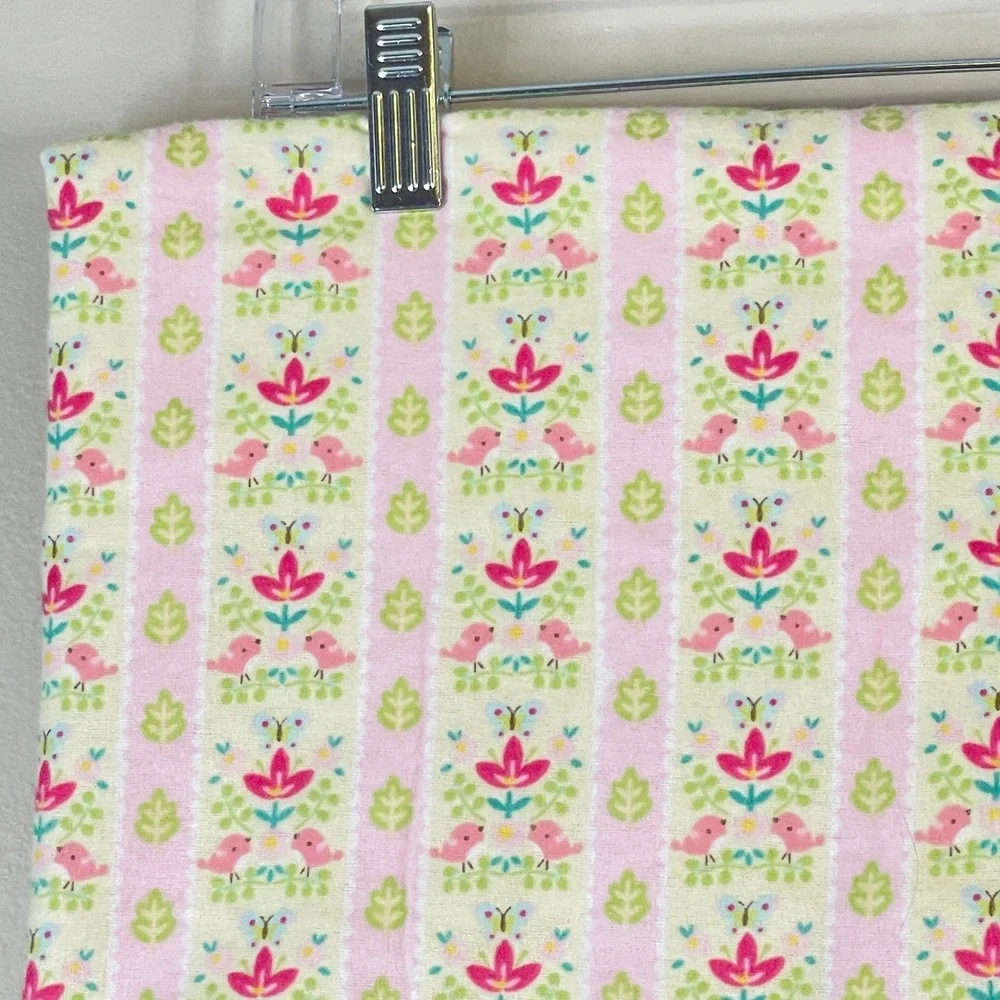 Handmade‎ Baby Quilt Blanket Pink Yellow Floral Bee Print Fleece 34.5 x 33.75